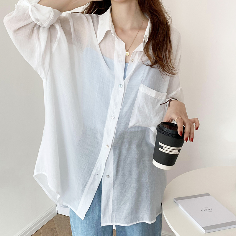 ママコーデ さらり涼やかシアーシャツ