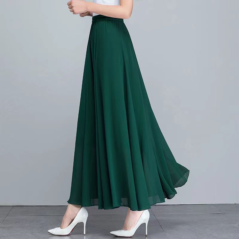 ママコーデ ふんわり優美シフォンロングスカート