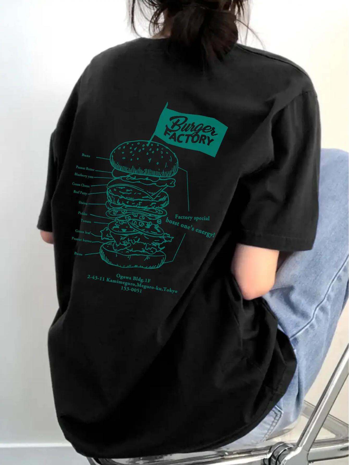 ママコーデ ハンバーガープリント半袖ティー