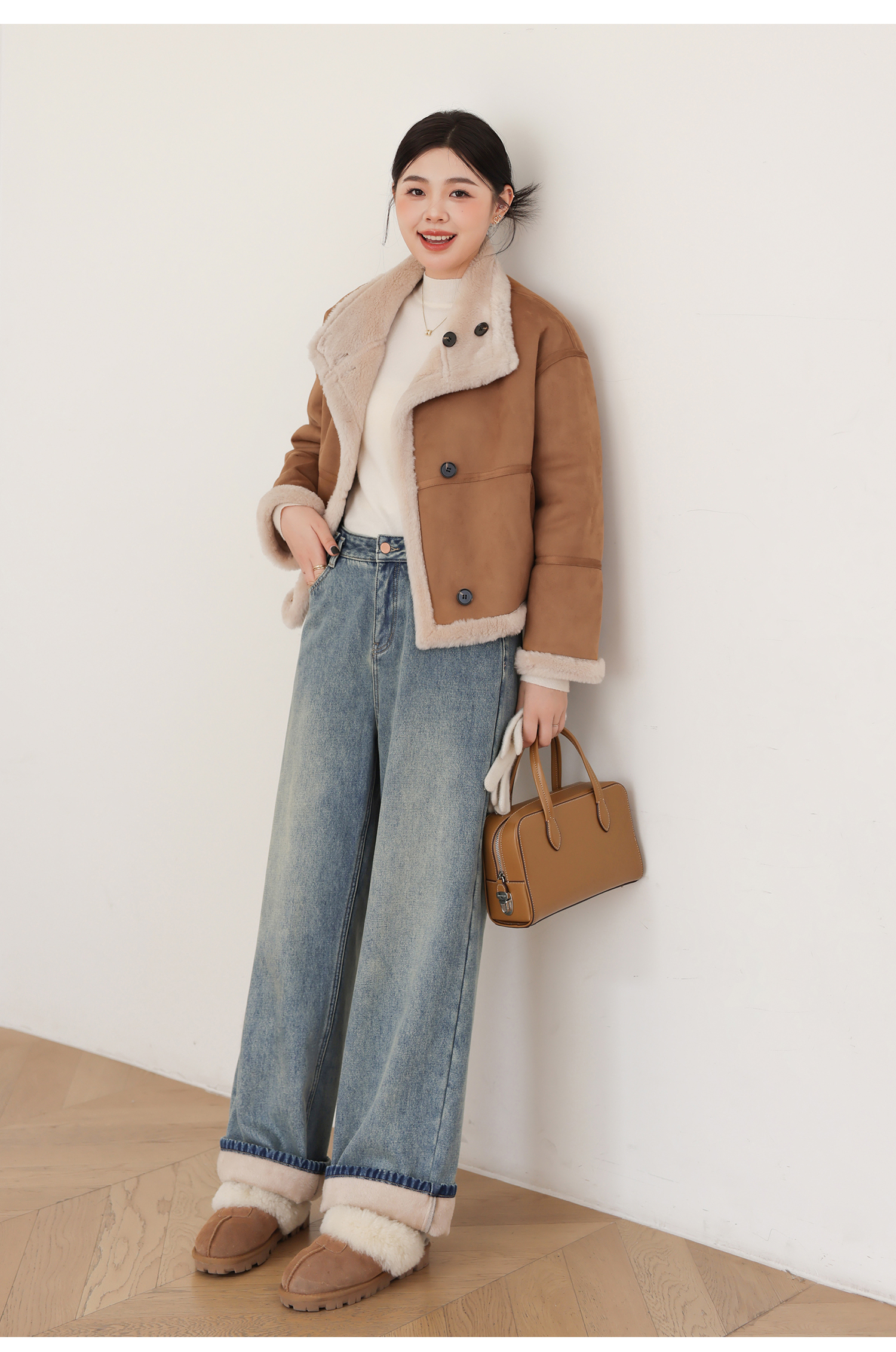 ママコーデ ゆったりストレートデニムパンツ