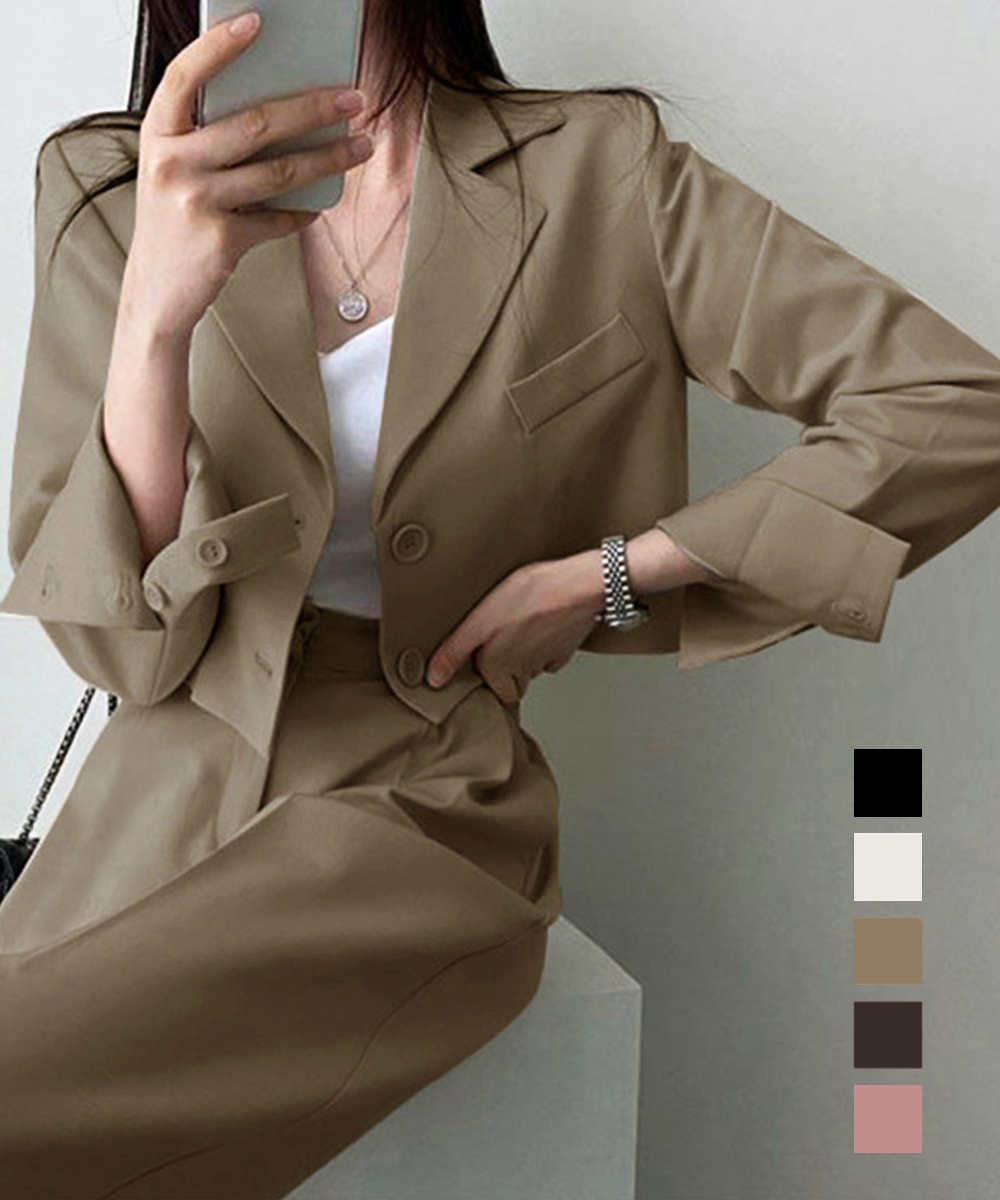 ママコーデ 入学式対応テーラードジャケットパンツスーツ二点セット