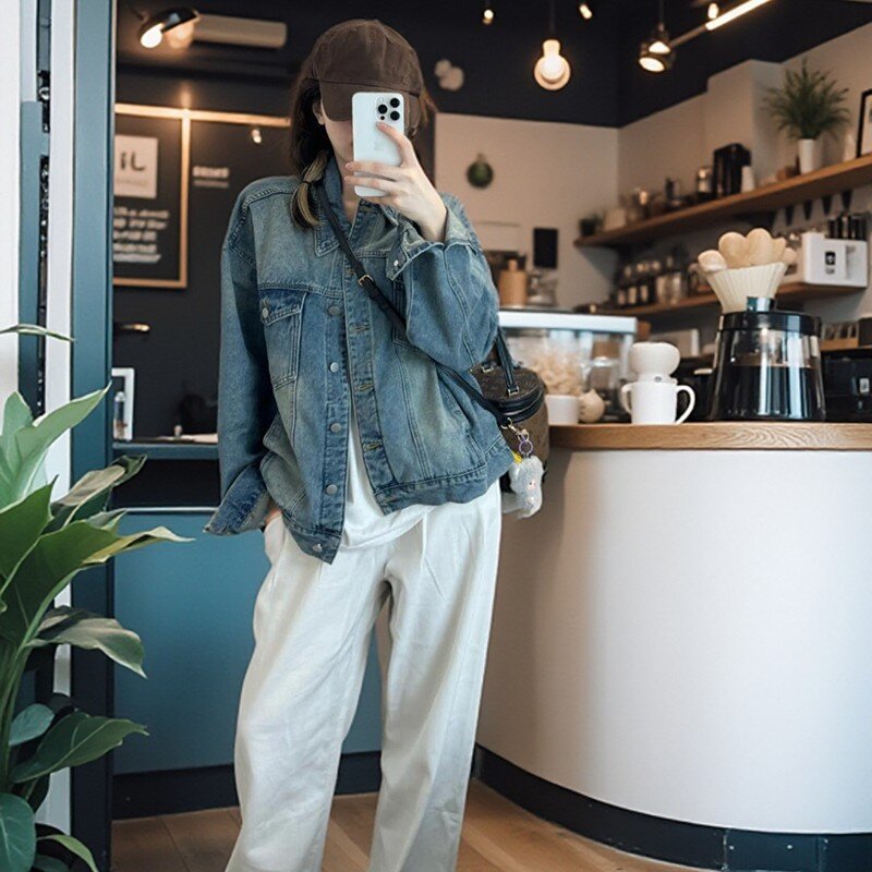 ママコーデ ゆったりデニムジャケット