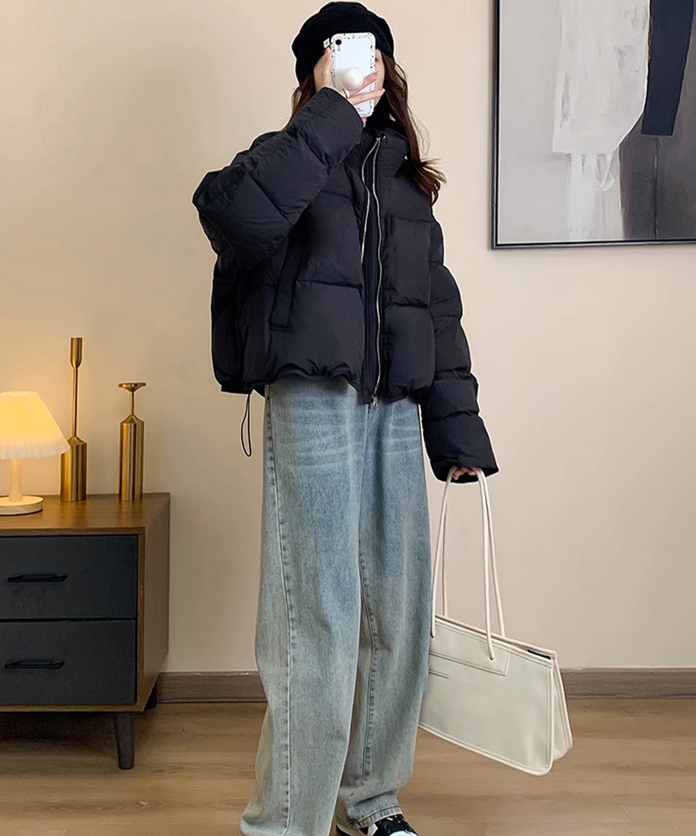 ママコーデ 公園散歩に最適 環境配慮ダウン中綿ジャケット