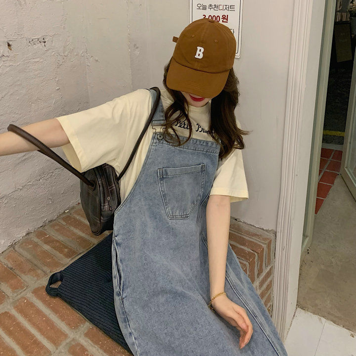 ママコーデ ゆったりデニムジャンパースカート