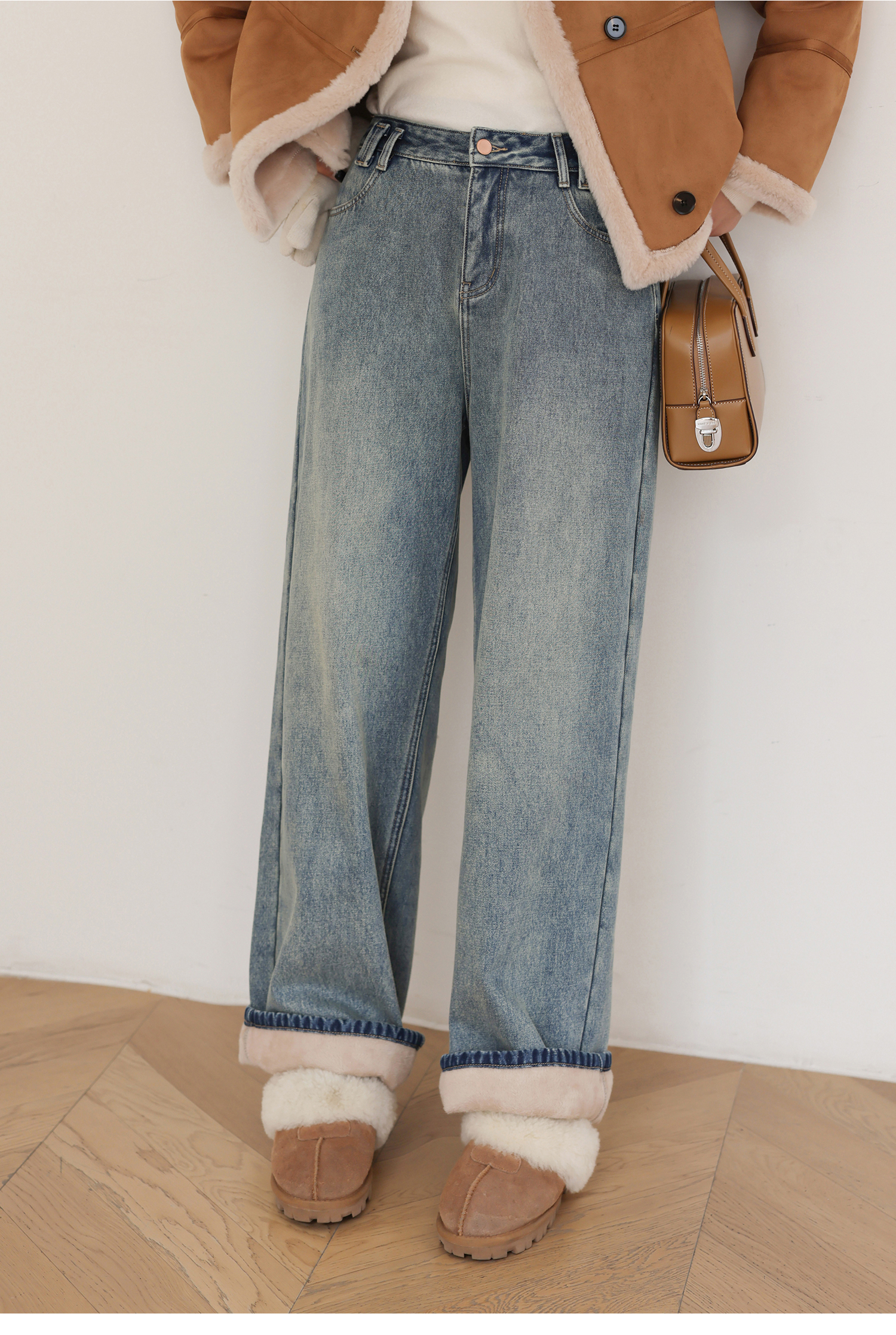 ママコーデ ゆったりストレートデニムパンツ