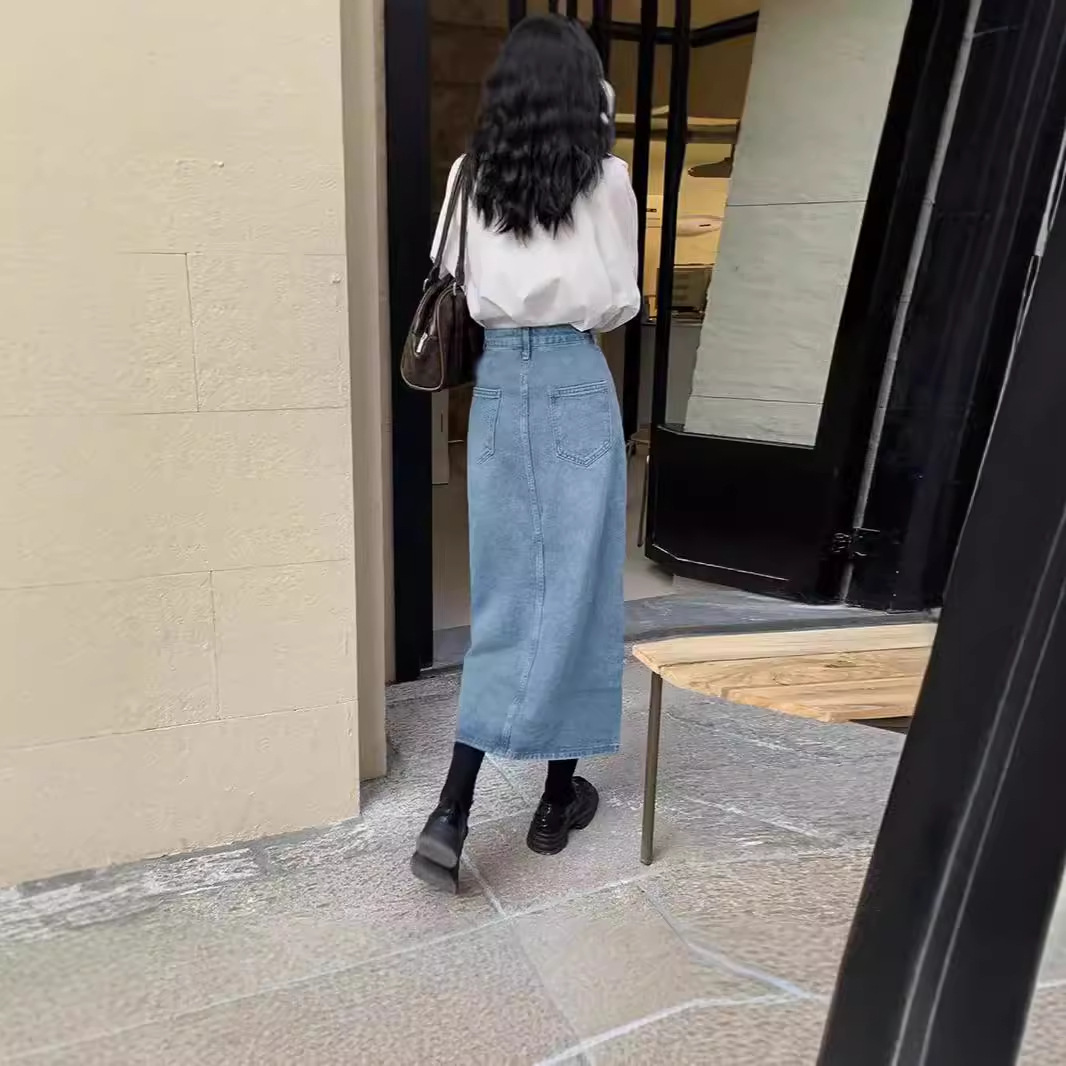 ママコーデ ゆとりデニムロングスカート