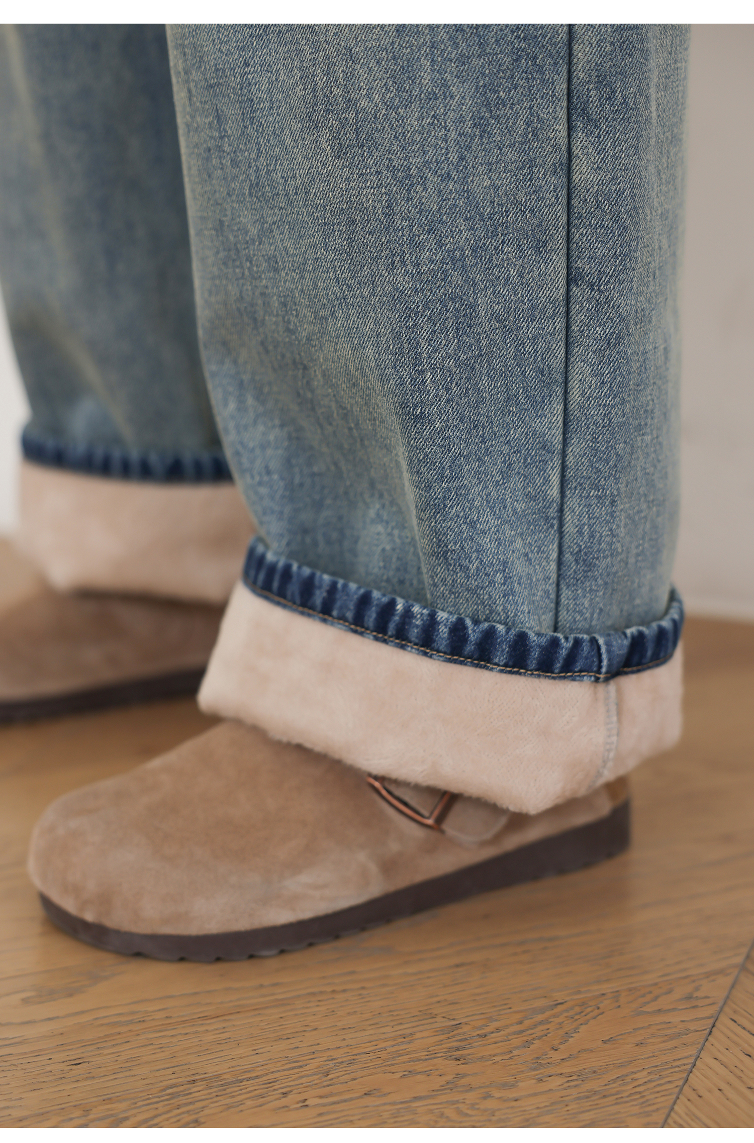ママコーデ ゆったりストレートデニムパンツ