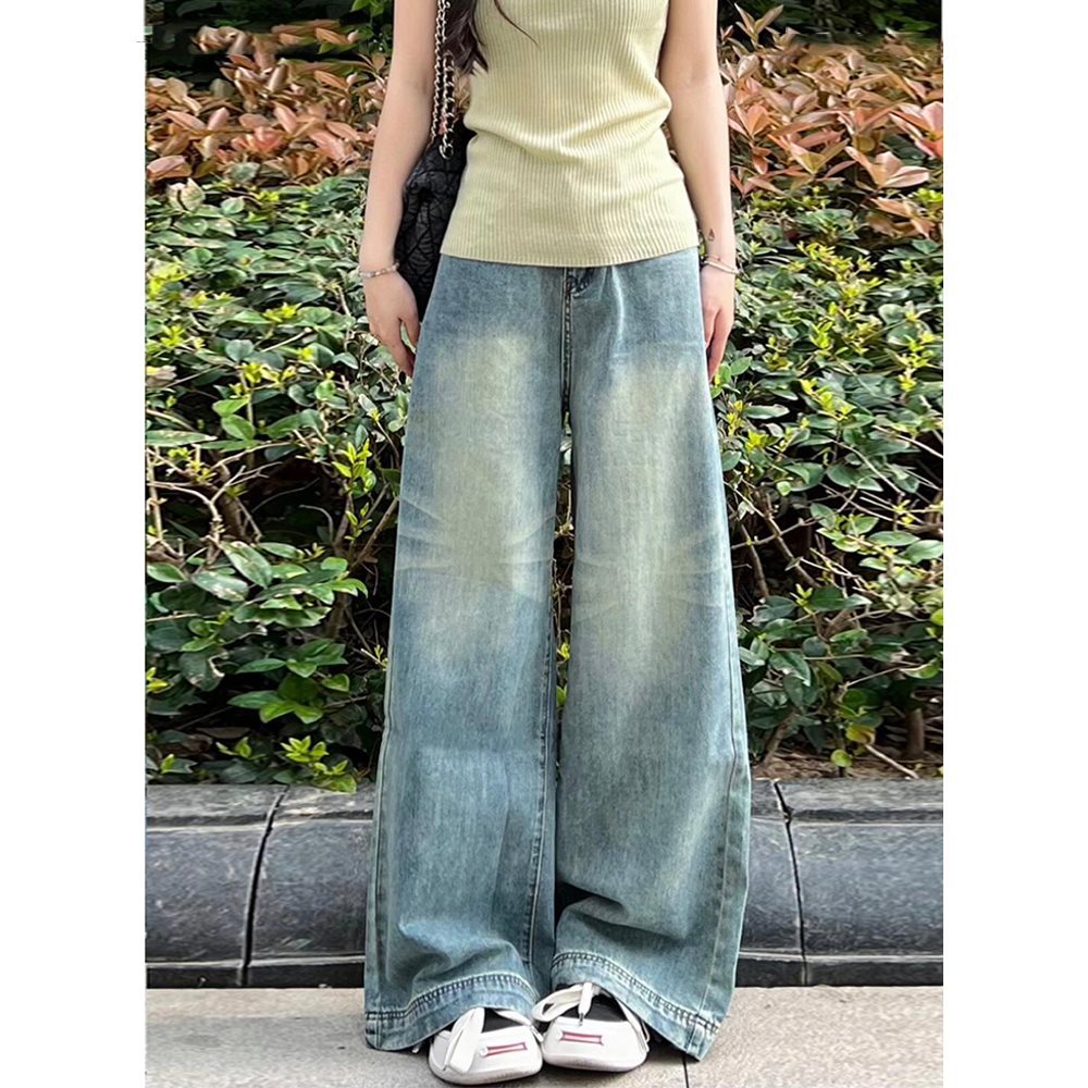 ママコーデ ゆったりワイドデニムパンツ