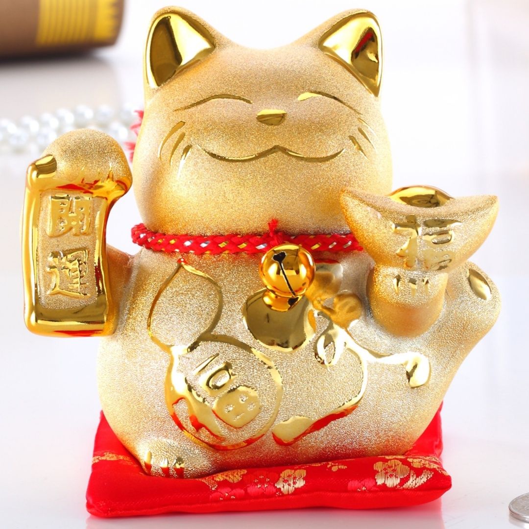 招き猫 開運招き猫 貯金箱付き縁起物置物
