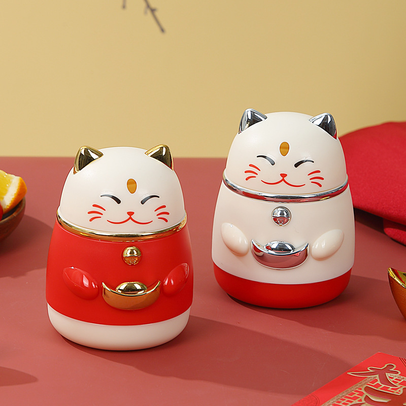 招き猫デザインの爪楊枝入れ小物入れ