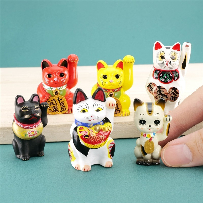 招き猫 左手上げ招き猫 縁起物ミニチュアフィギュアセット