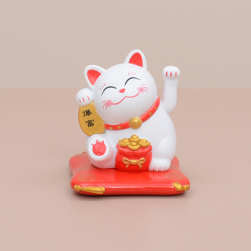 招き猫 爆富の招き猫 金運招福 座布団付き置物