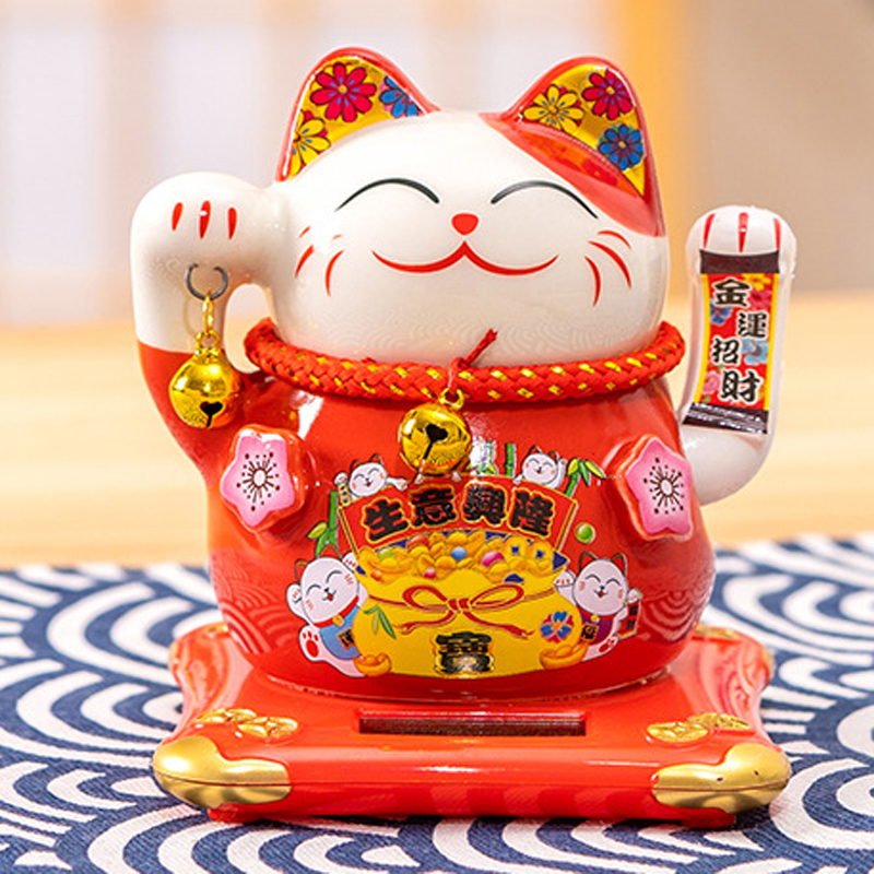 招き猫 金運招財 手招き縁起物 陶器製招き猫置物
