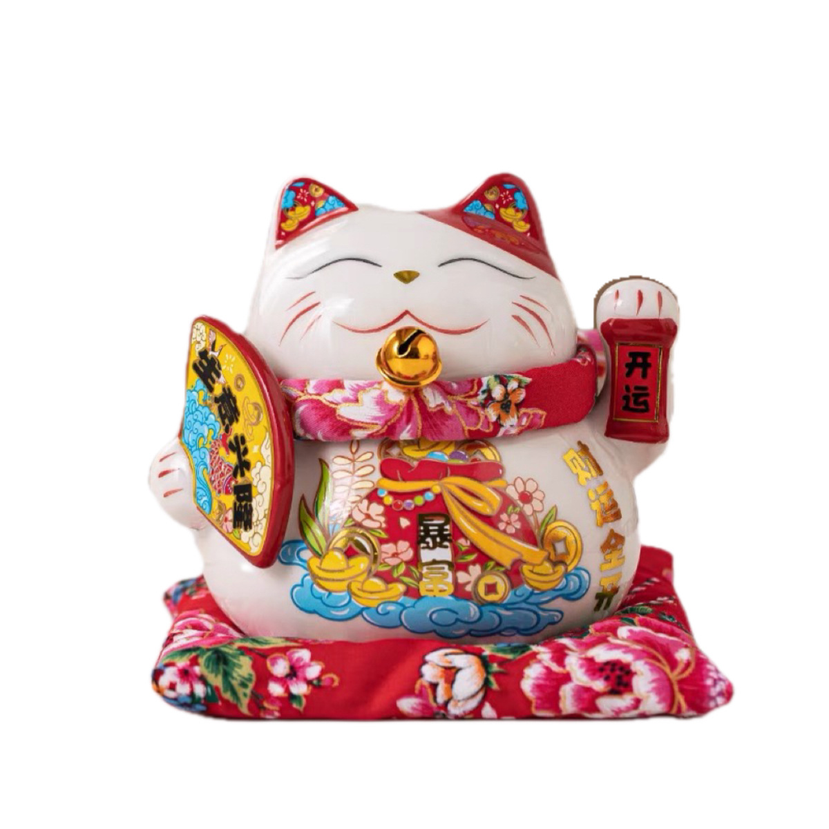 招き猫 開運招き猫 縁起物 貯金箱付き陶器製置物