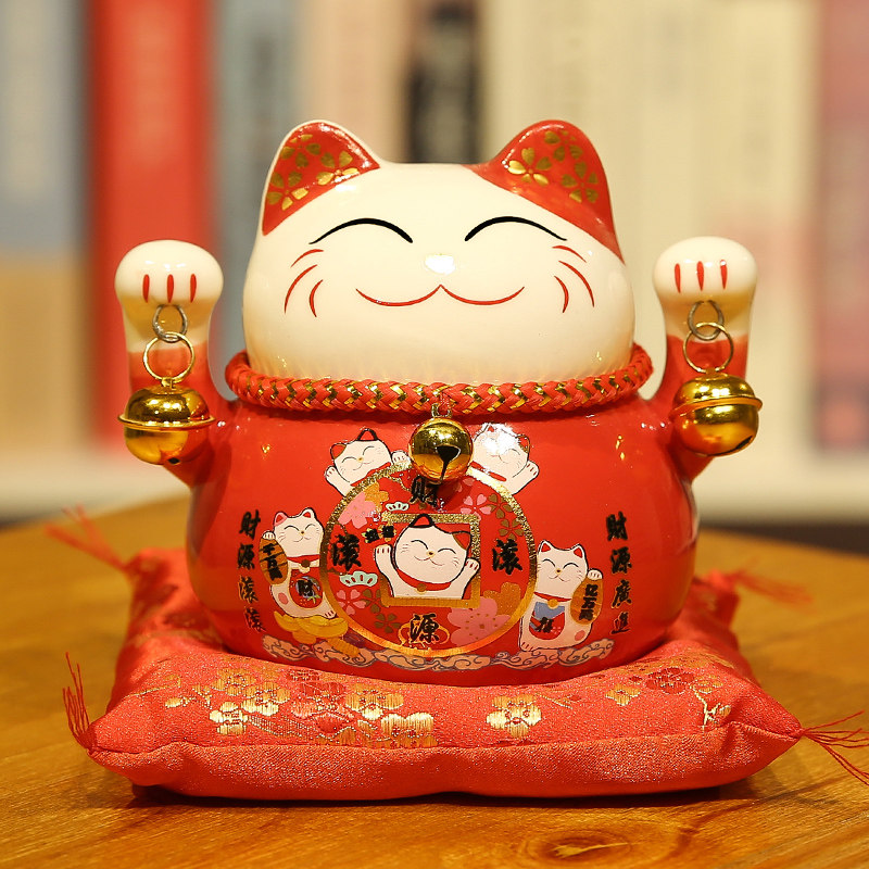招き猫 両手挙げ縁起物 福を呼ぶ大きな招き猫貯金箱