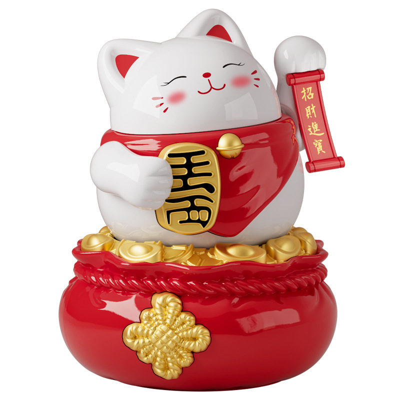 招き猫 招財進寶 金運招き猫 福袋台座付き置物