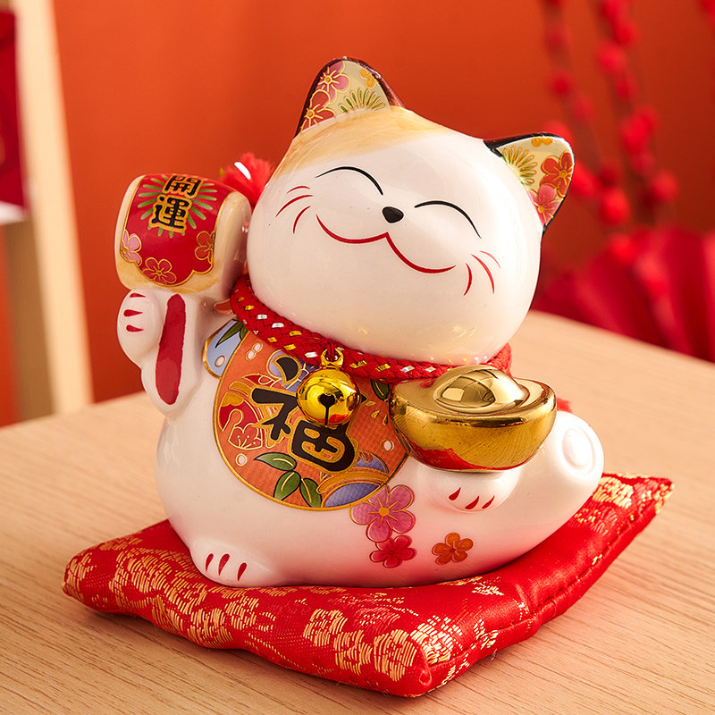 招き猫 開運祈願 福招き猫 陶器製置物 金運上昇