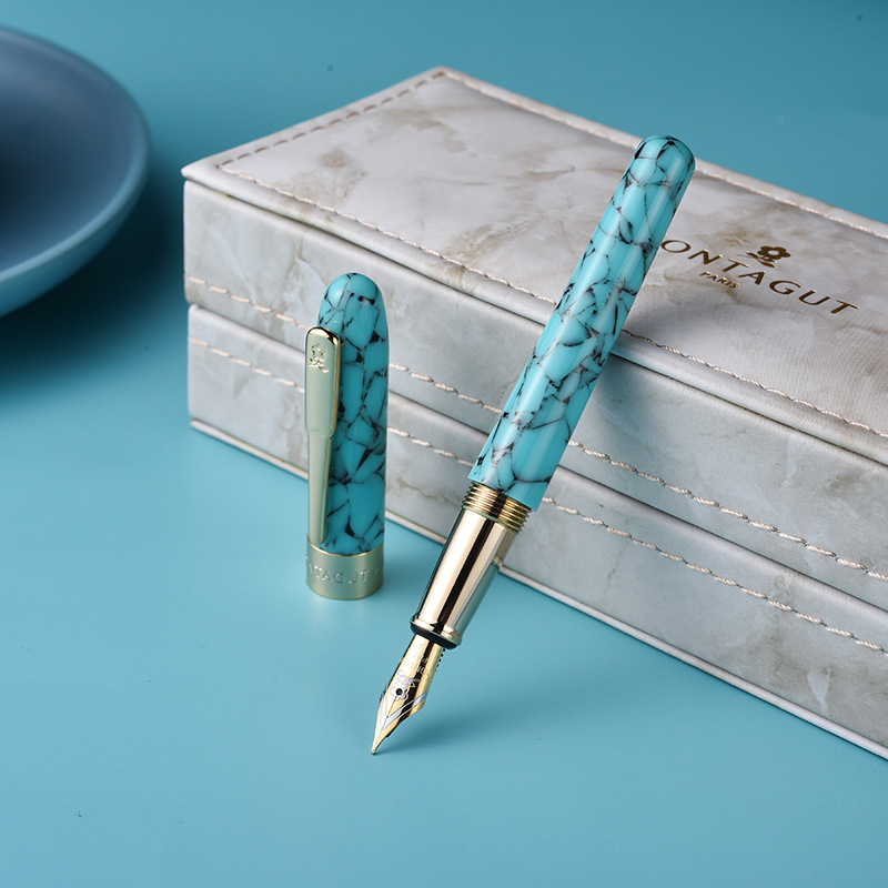 【マーブル】天然石模様 高級 太字 万年筆 - レディース プレゼント 個性的