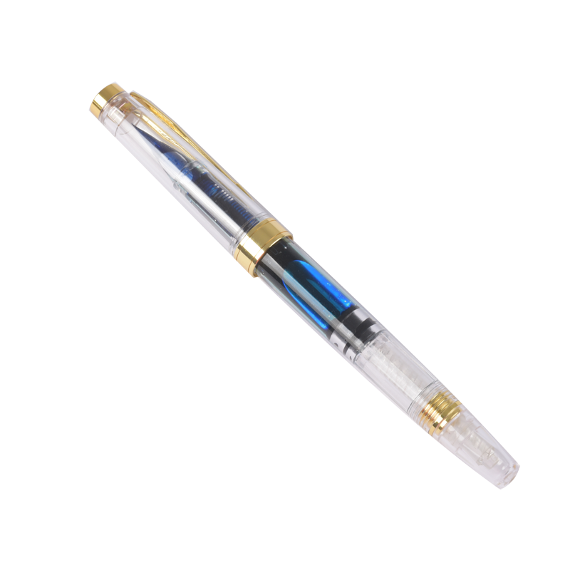 透明ピストン式大容量万年筆 極細字0.38mm