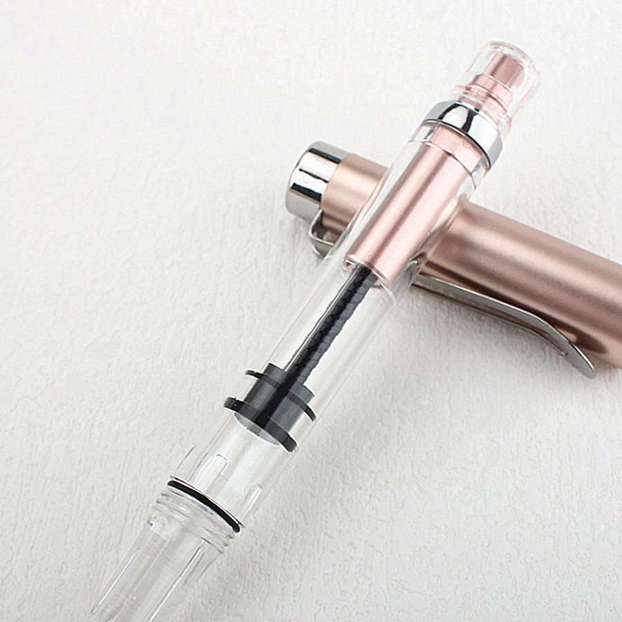 【スケルトン】吸入式 透明軸 モダン 細字 万年筆 - メカニカル 楽しむ