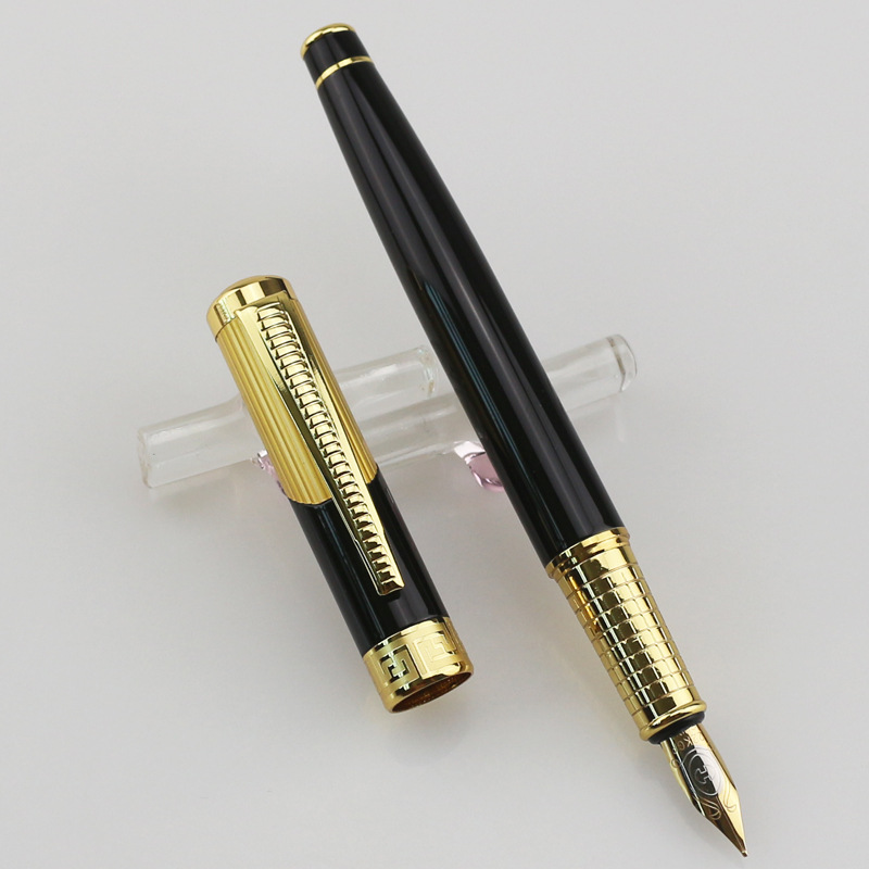 【入門】金ペン 格子模様 装飾 高級 万年筆 太字 - 初心者 おすすめ 高コスパ