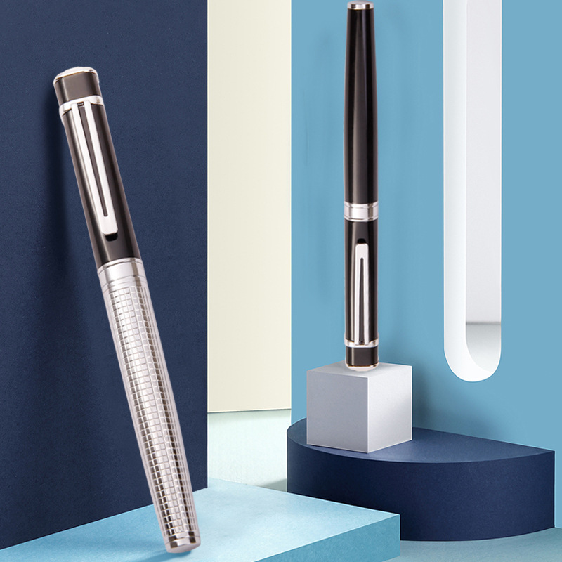 【クラシック】格子彫刻 模様 高級 太字 万年筆 - レディース プレゼント 上品