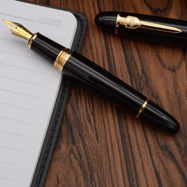 【高級】金装飾 ブラック 万年筆 - 極太 インクを楽しむ