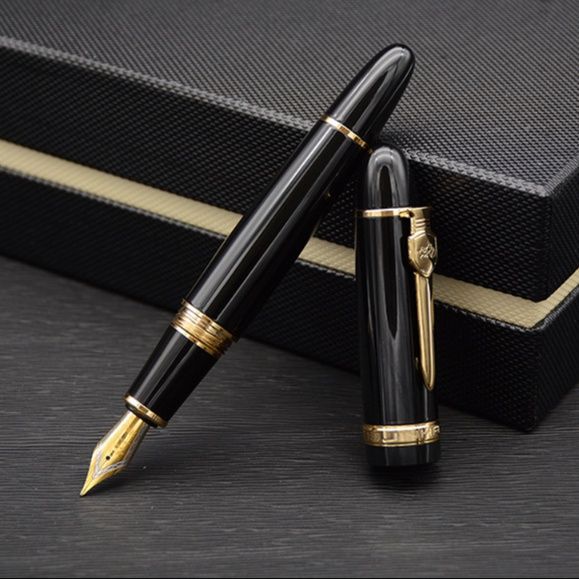 【高級】金装飾 ブラック 万年筆 - 極太 インクを楽しむ