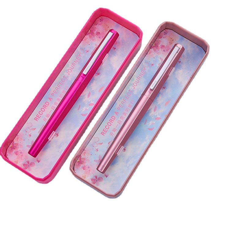 【軽量】合金製 スリム 細字 万年筆 - レディース プレゼント 持ち運び