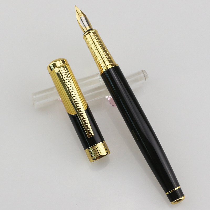 【入門】金ペン 格子模様 装飾 高級 万年筆 太字 - 初心者 おすすめ 高コスパ