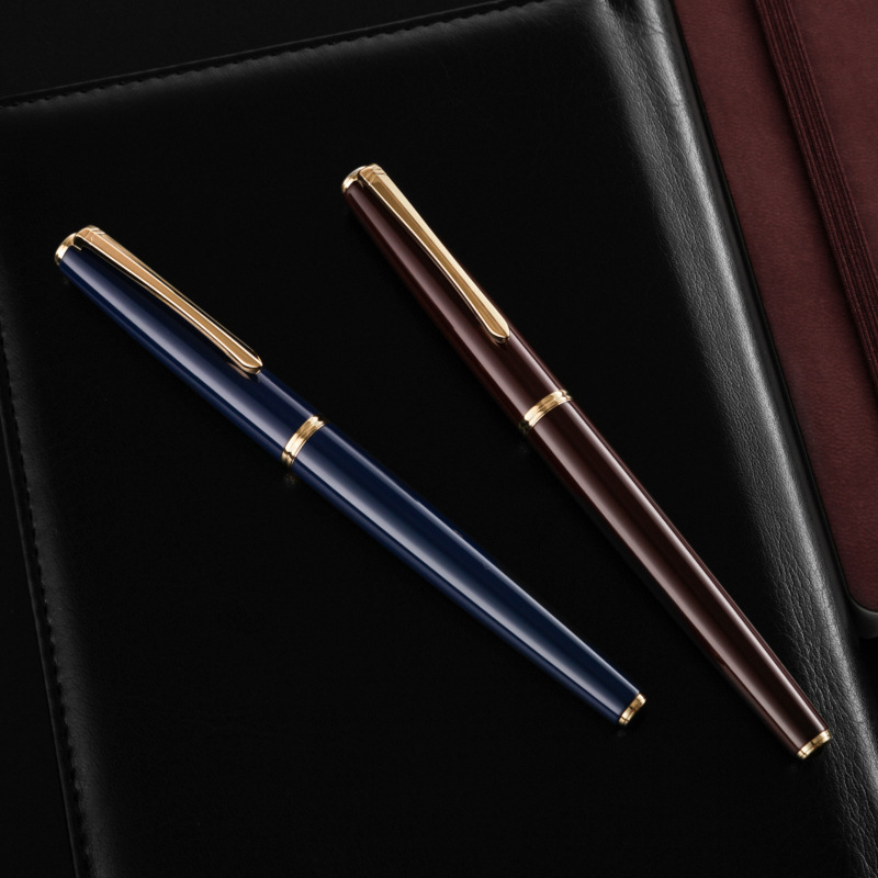 【スリム】金装飾 スリム軸 14金 ピンクゴールド 太字 万年筆 - 美しい 筆記
