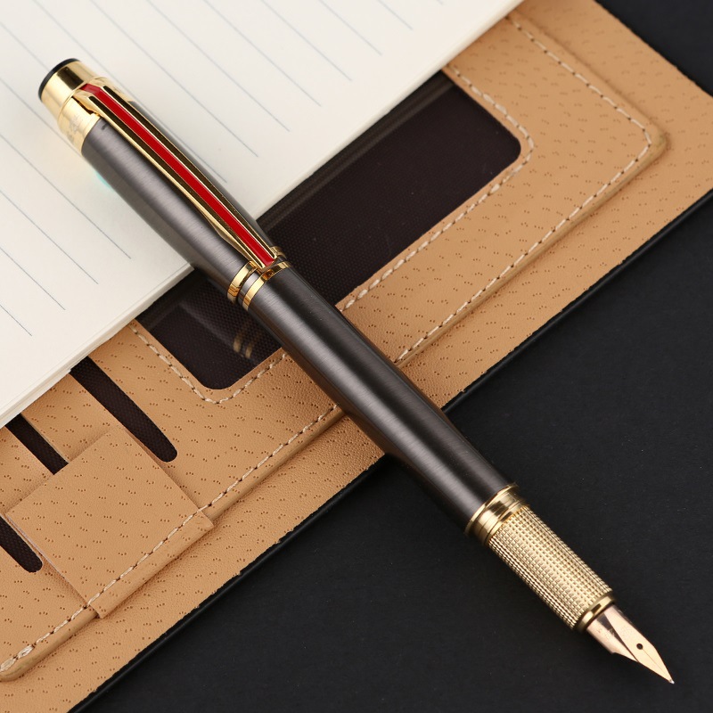 【高精度】格子彫刻 グリップ 14金 ピンクゴールド 細字 万年筆 - 安定感 抜群