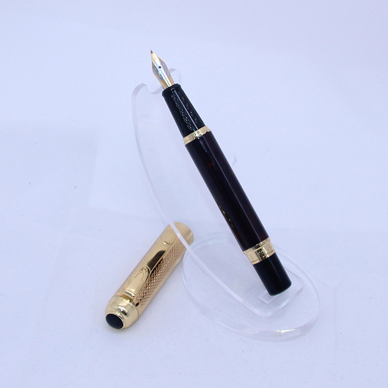 万年筆 格子模様の金装飾高級太字万年筆