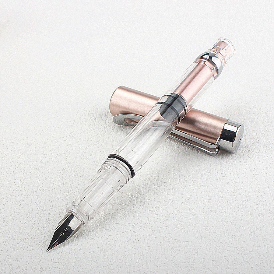 【スケルトン】吸入式 透明軸 モダン 細字 万年筆 - メカニカル 楽しむ