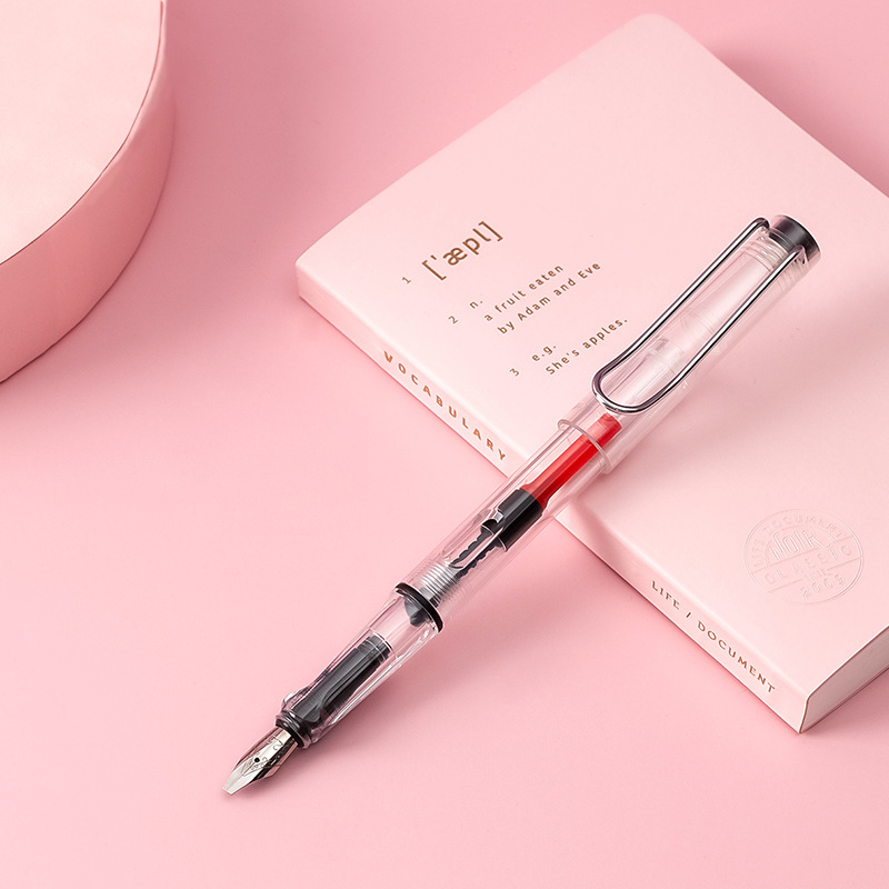 【極太】透明軸 カリグラフィー 万年筆 - インク濃淡 アート 創作