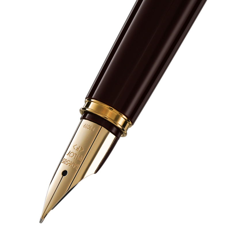 【スリム】金装飾 スリム軸 14金 ピンクゴールド 太字 万年筆 - 美しい 筆記