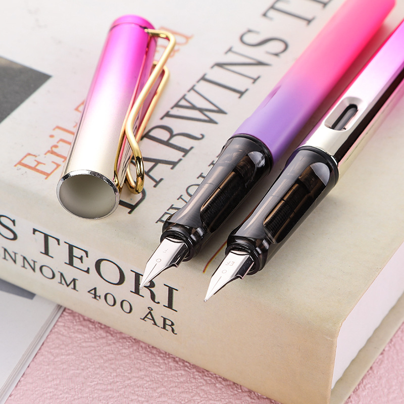万年筆 メタリック調スリム軸万年筆細字多彩展開モデル