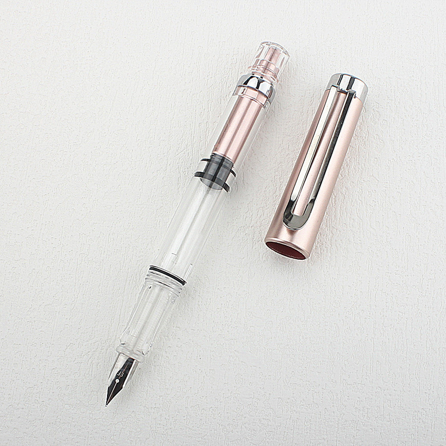 【スケルトン】吸入式 透明軸 モダン 細字 万年筆 - メカニカル 楽しむ
