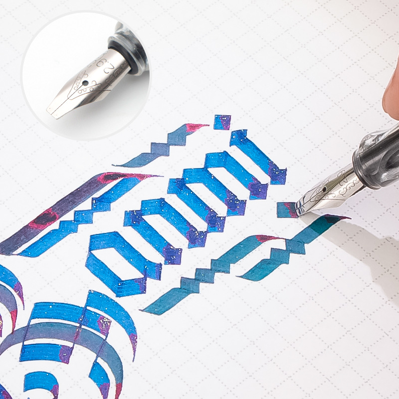 【極太】透明軸 カリグラフィー 万年筆 - インク濃淡 アート 創作