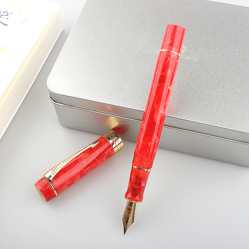 【極太】18金 大理石模様 高級 万年筆 - ぬらぬら 書ける 極太 筆跡