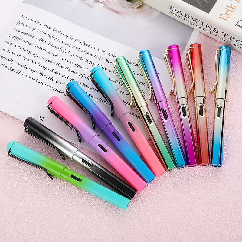 万年筆 メタリック調スリム軸万年筆細字多彩展開モデル