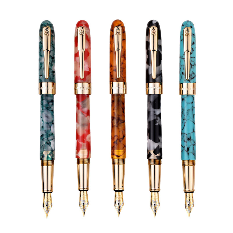 【マーブル】天然石模様 高級 太字 万年筆 - レディース プレゼント 個性的