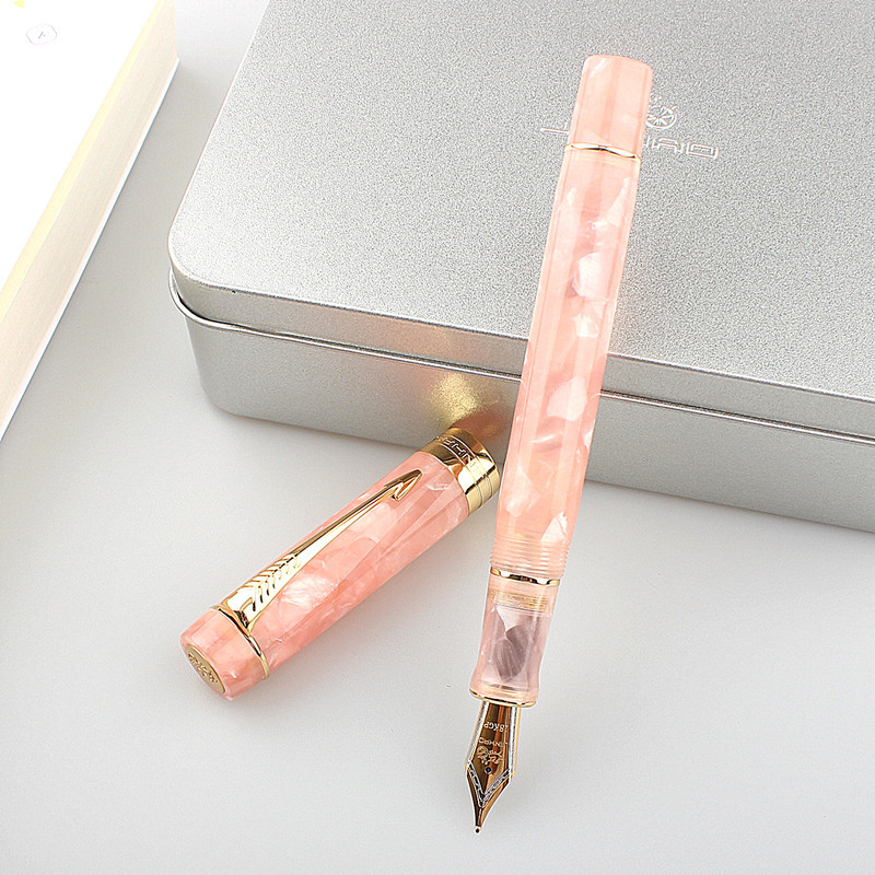 【極太】18金 大理石模様 高級 万年筆 - ぬらぬら 書ける 極太 筆跡