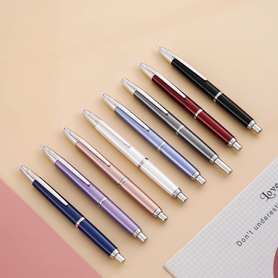 【極細】18金 金属クリップ スリム軸 極細字 万年筆 - 手帳 に最適 便利