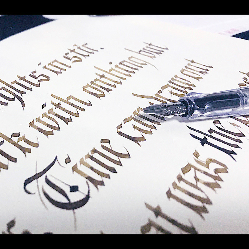 【極太】透明軸 カリグラフィー 万年筆 - インク濃淡 アート 創作