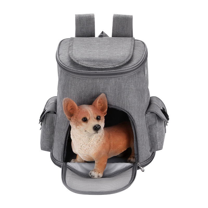 犬キャリーバッグ 小型犬用通気メッシュ付き多機能リュック型キャリー
