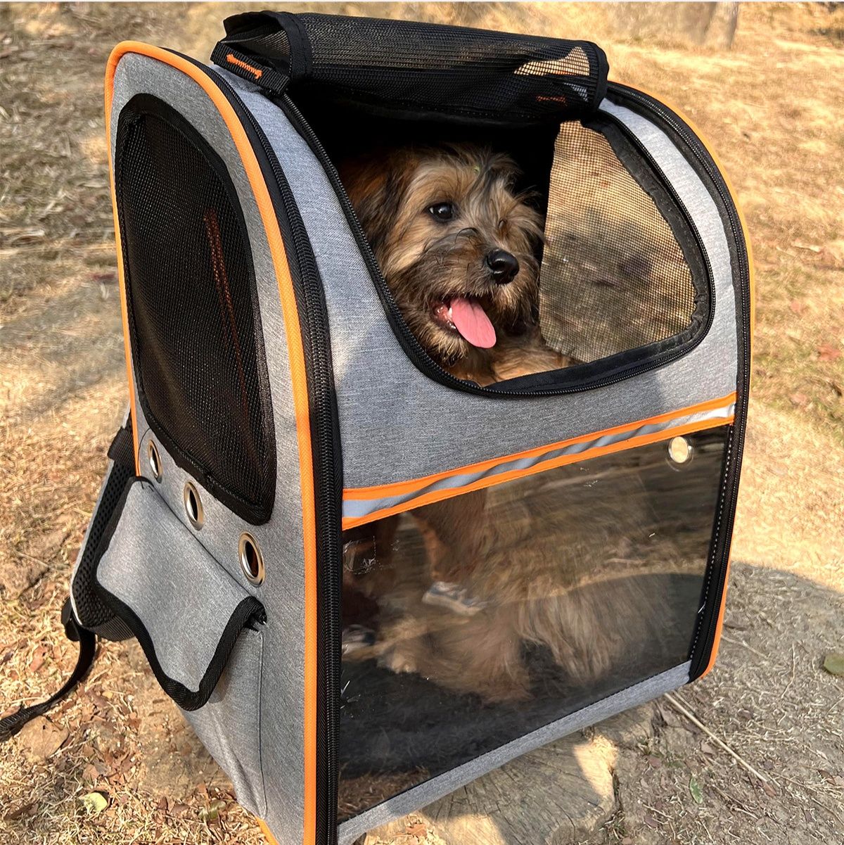 犬キャリーバッグ 拡張式通気性抜群愛犬用背負い式キャリー
