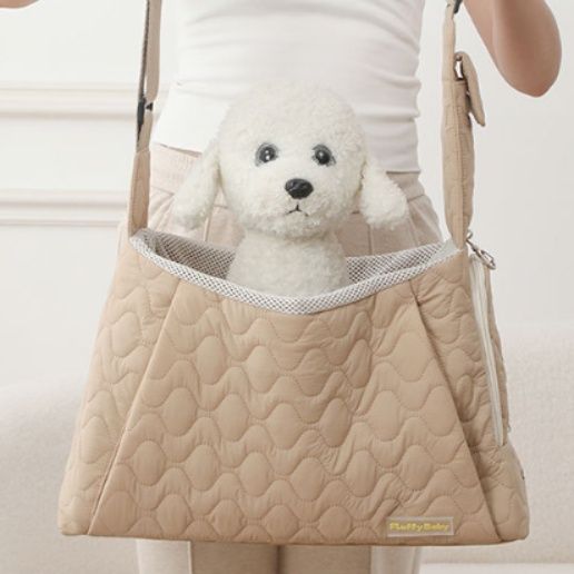 犬キャリーバッグ キルティング柄ソフトメッシュ窓付き犬用トートバッグ