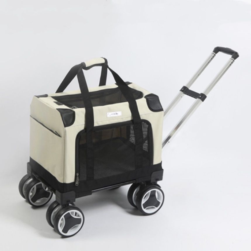 犬キャリーバッグ 四輪キャスター付きメッシュ窓折り畳み式犬用キャリー