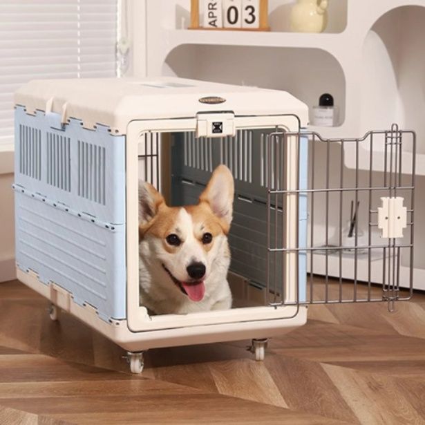 犬キャリーバッグ 移動式キャスター付き大型犬用ハードキャリーケージ